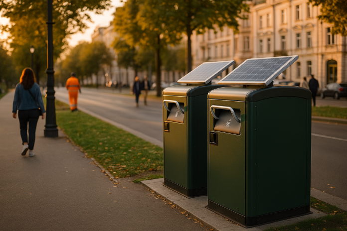 Pot containerele inteligente cu compactare solară să elimine supraaglomerarea coșurilor stradale