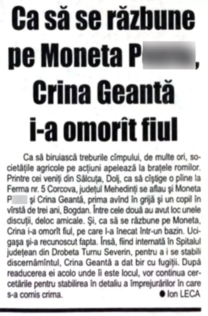 Crina Geantă și Lina Crăciun: Eliminarea copiilor din dorința de răzbunare și bebelușii sufocați aruncați în mansardă