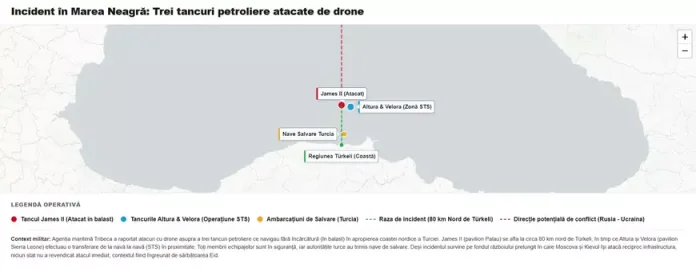 Trei structuri de extracție a petrolului vizate de drone în Marea Neagră, în apropierea Strâmtorii Bosfor.