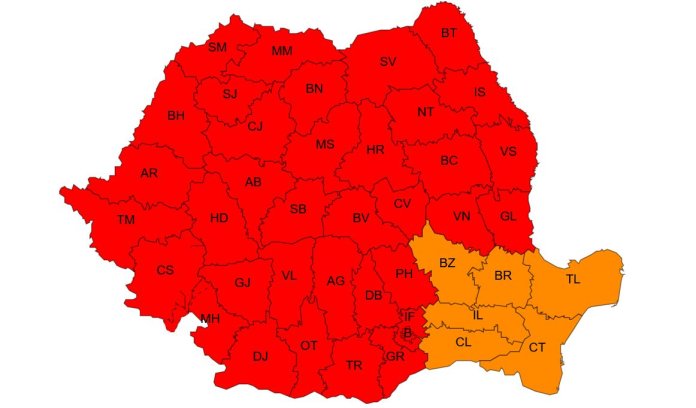Alertă meteo: Cod roșu de căldură pentru tot teritoriul, cu excepția a șase județe. Temperaturi fără precedent estimate de ANM.