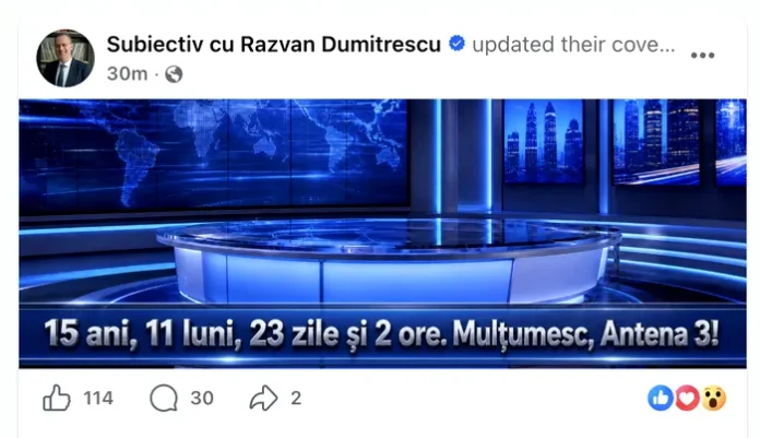 Răzvan Dumitrescu renunță la funcția sa de la Antena 3 CNN, informație transmisă în direct.